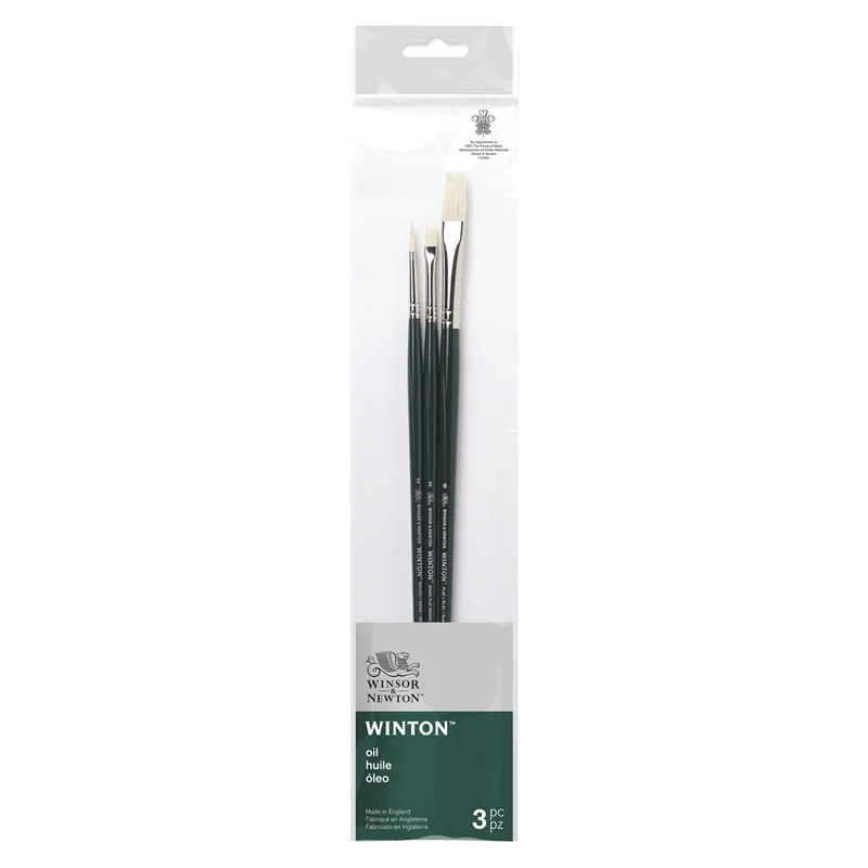 Winsor & Newton - Winton - Long Handle Hog Oil Set No2 3x Brushes
