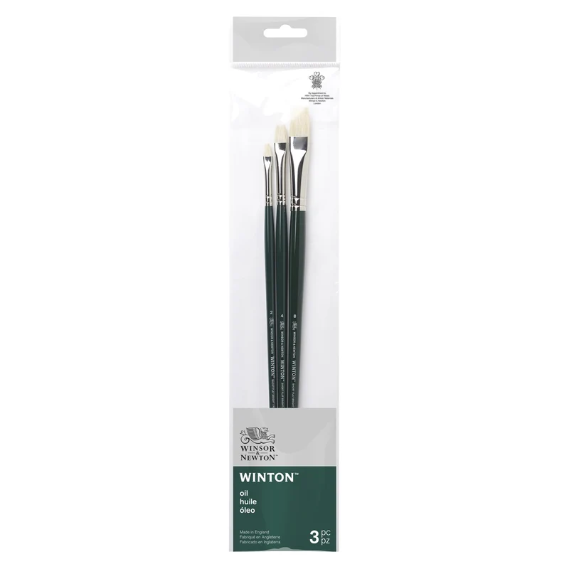 Winsor & Newton - Winton - Long Handle Hog Oil Set No1 3x Brushes