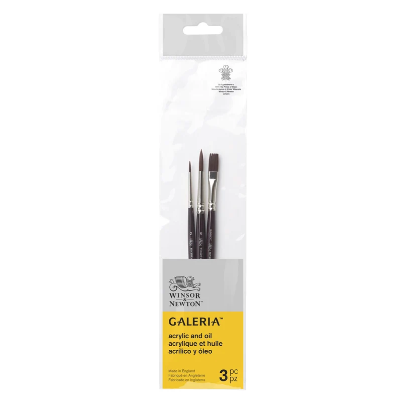 Winsor & Newton - Galeria Short Handle Acrylic Set No1 - 3x Brushes