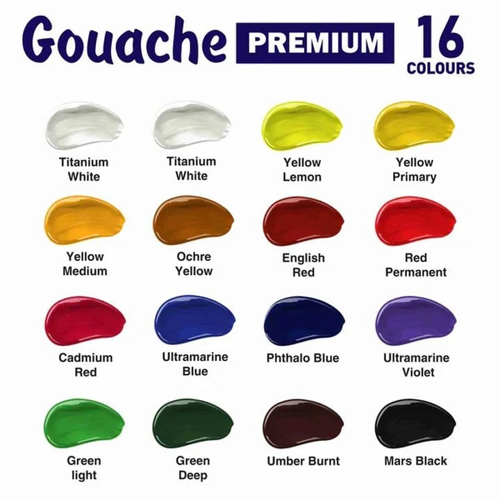 Kompozit PREMIUM ART Gouache Paint Set, 16 x 20 ml