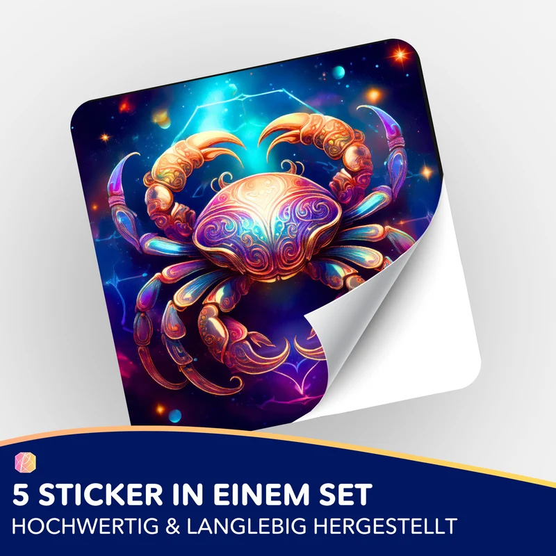 Aufkleber 5er-Set - Sternzeichen Krebs "Limited Edition"
