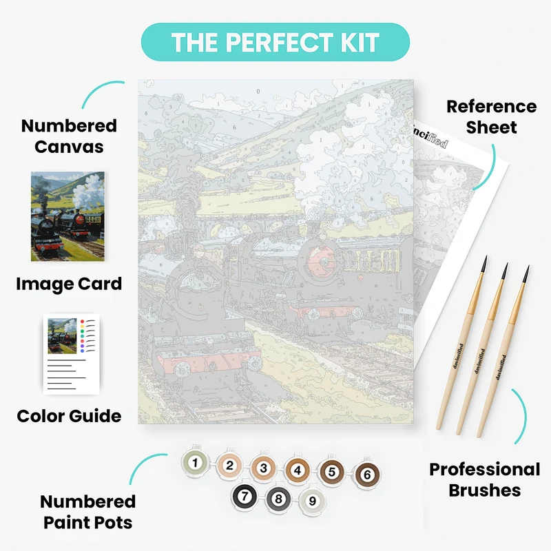 Steam Locomotives in the Valley - Paint by Numbers Kit
