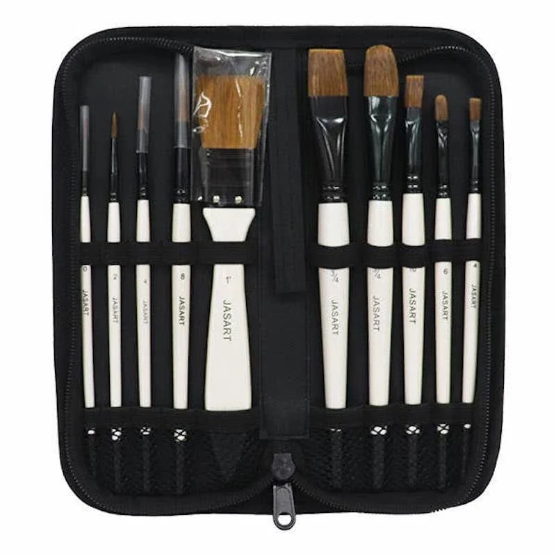 Jasart Natural Bristle Brush set with Wallet