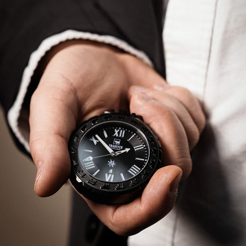 Taschenuhr Chrono Schwarz 52mm