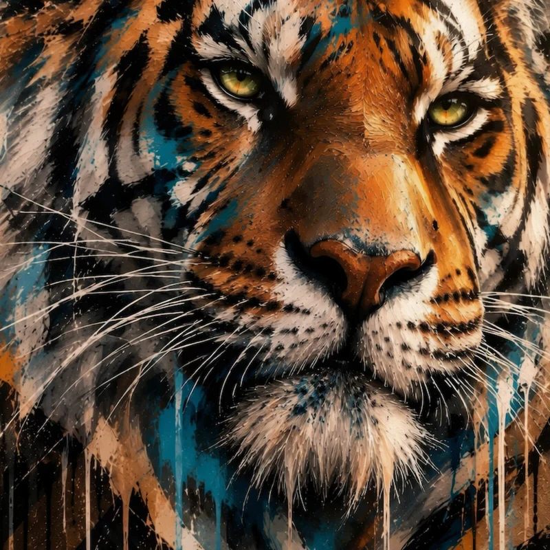 Poster Modern Art Tiger im Street Art Stil Quadrat