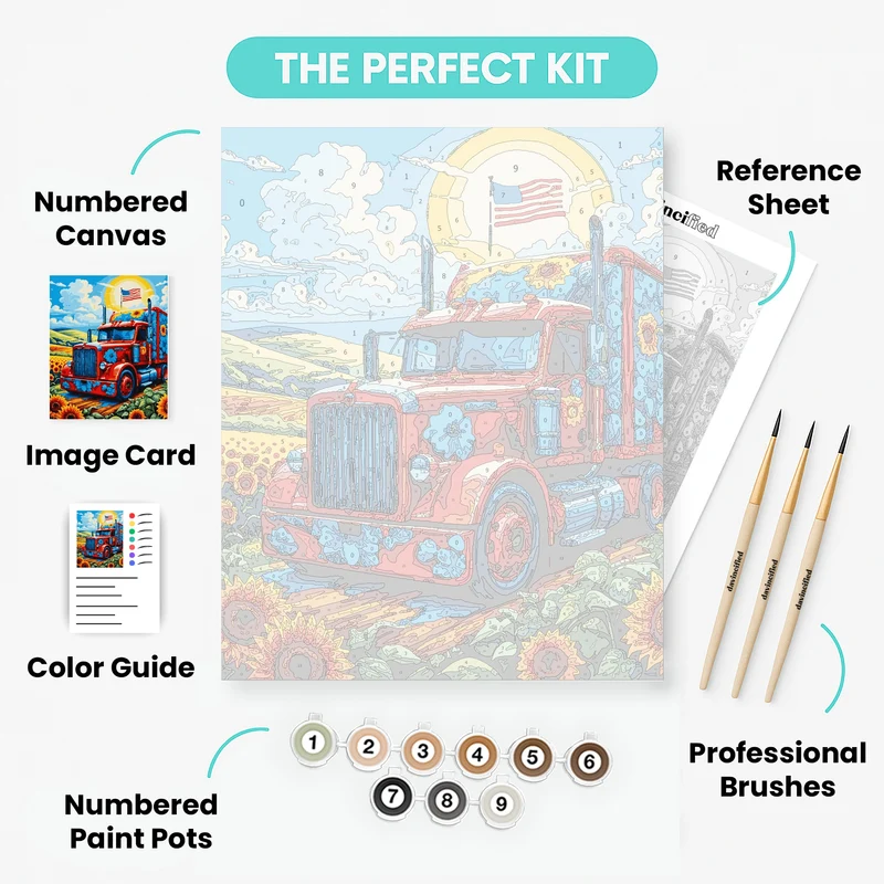 American Sunflower Truck - Paint by Numbers Kit