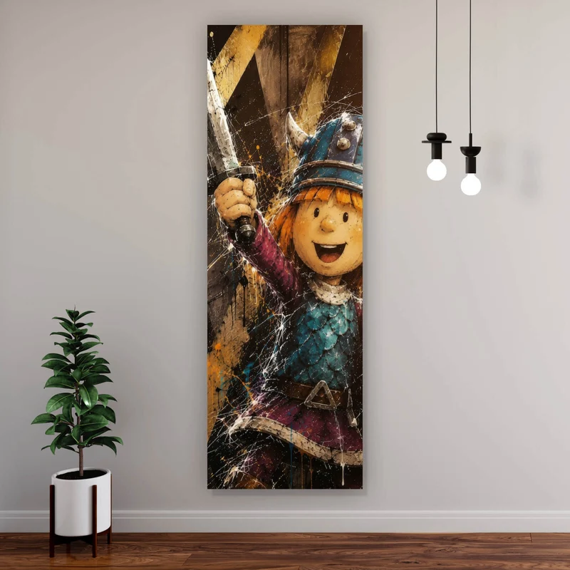 Leinwandbild Modern Art Wikinger im Street Art Stil Panorama Hoch