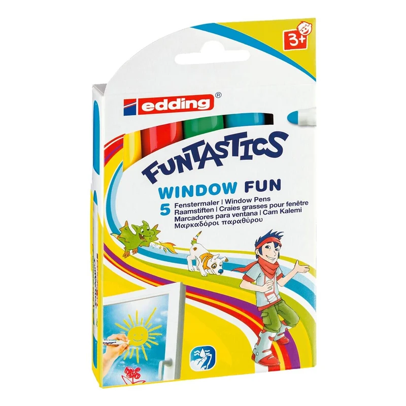 edding FUNTASTICS WINDOW FUN Kreidemarker 5er-Set Neonfarben