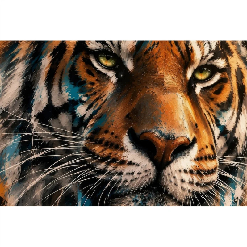 Leinwandbild Modern Art Tiger im Street Art Stil Querformat