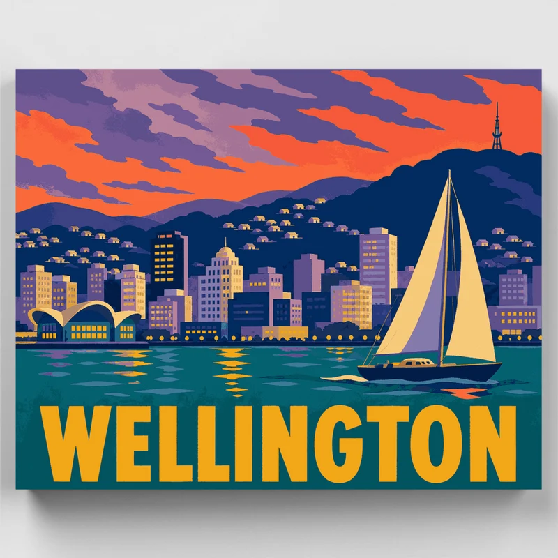 Wellington Harbour Dusk - Paint by Numbers Kit
