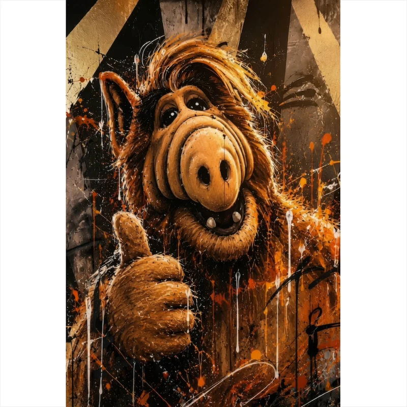 Aluminiumbild Modern Art Außerirdischer im Street Art Stil Hochformat