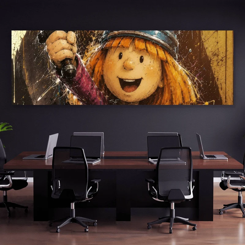 Leinwandbild Modern Art Wikinger im Street Art Stil Panorama