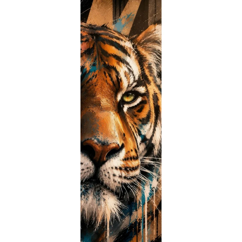 Leinwandbild Modern Art Tiger im Street Art Stil Panorama Hoch