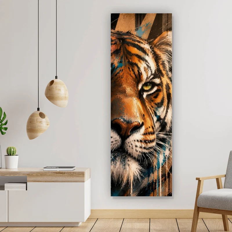 Poster Modern Art Tiger im Street Art Stil Panorama Hoch