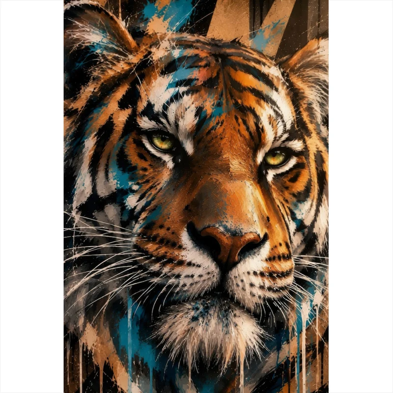 Spannrahmenbild Modern Art Tiger im Street Art Stil Hochformat