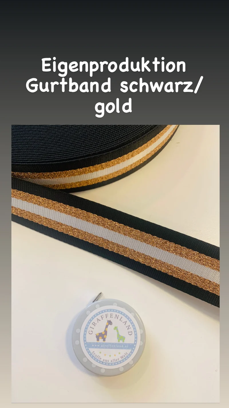 Gurtband 40mm Streifen schwarz/gold beidseitig