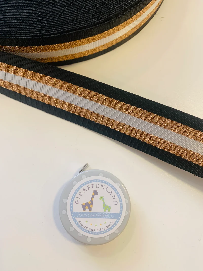 Gurtband 40mm Streifen schwarz/gold beidseitig