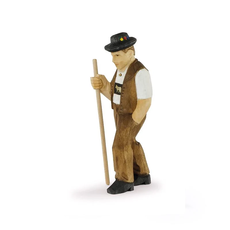 Senn mit Hose braun, Gilet, Hut, Stock klein