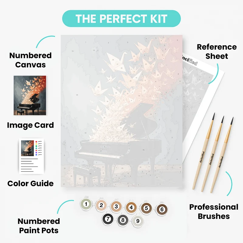 Origami Cranes Piano - Paint by Numbers Kit