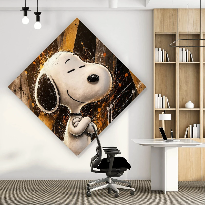 Spannrahmenbild Modern Art Cartoon Hund im Street Art Stil Raute