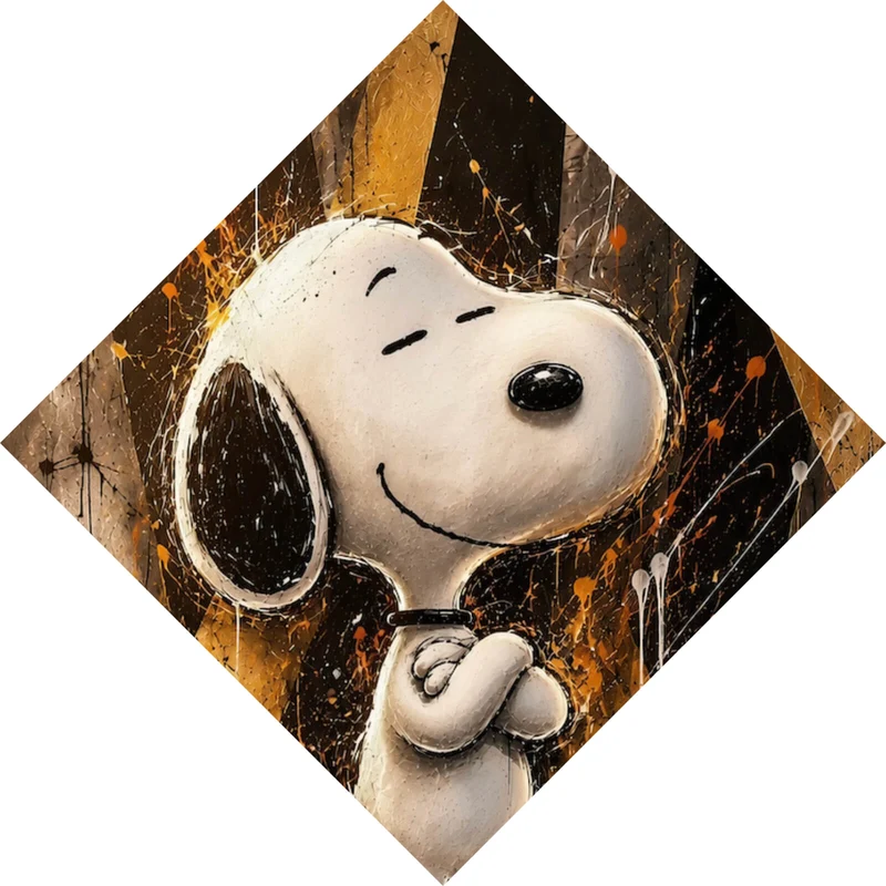 Spannrahmenbild Modern Art Cartoon Hund im Street Art Stil Raute
