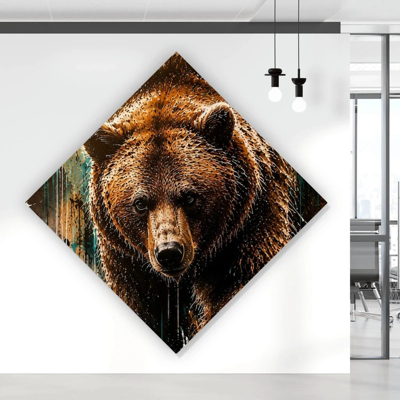 Leinwandbild Modern Art Bär im Street Art Stil Raute