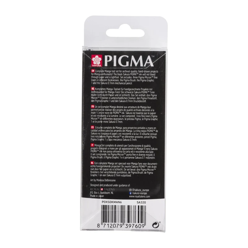 Set tehničkih olovaka Sakura Pigma Micron Manga - 6 kom / crna