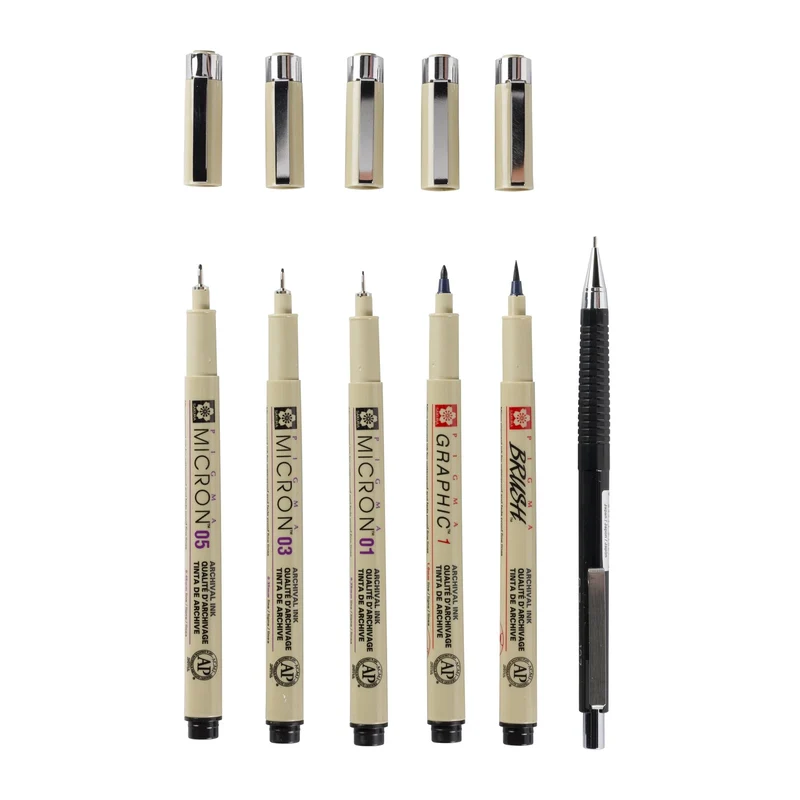 Set tehničkih olovaka Sakura Pigma Micron Manga - 6 kom / crna