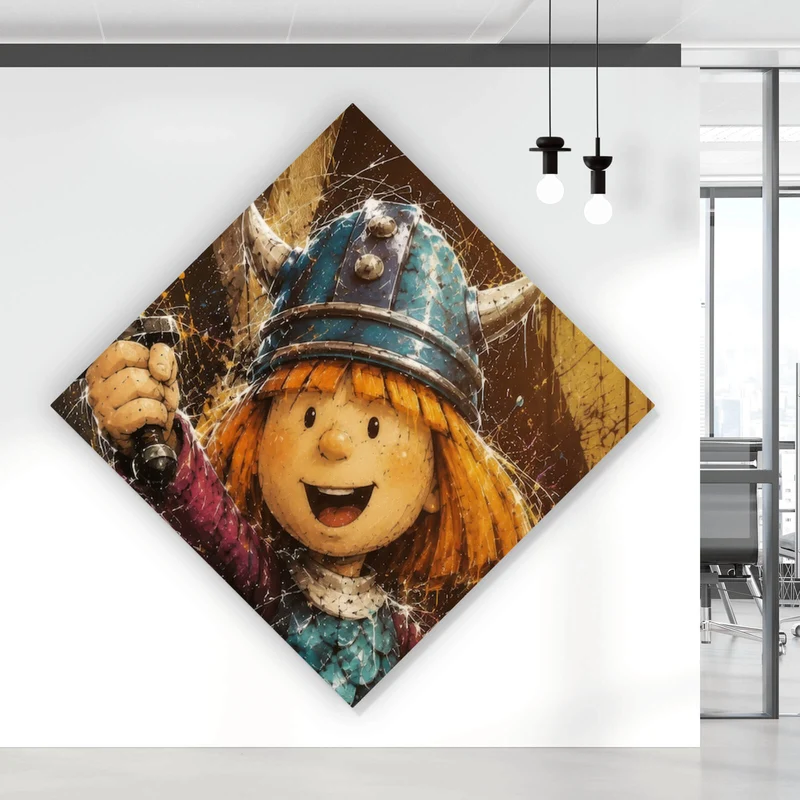Leinwandbild Modern Art Wikinger im Street Art Stil Raute