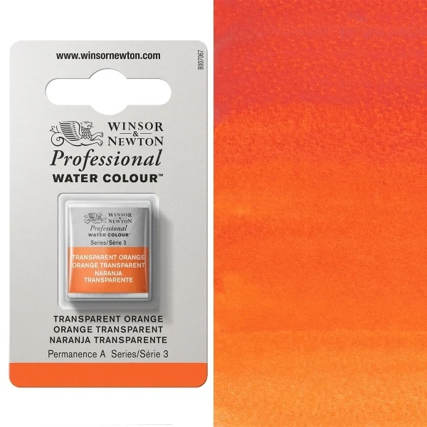 Winsor and Newton - Professional Artists' Watercolour Half Pan - HP - Transparent Orange