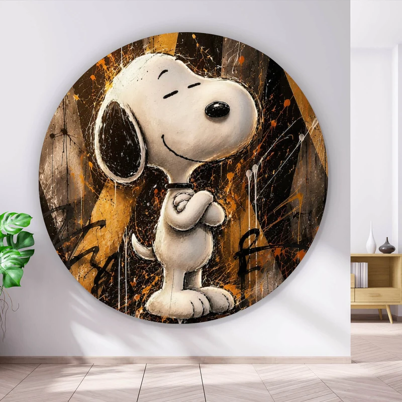 Aluminiumbild Modern Art Cartoon Hund im Street Art Stil Kreis