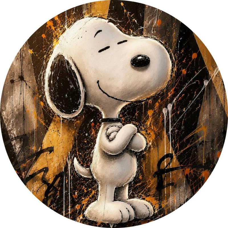 Aluminiumbild Modern Art Cartoon Hund im Street Art Stil Kreis