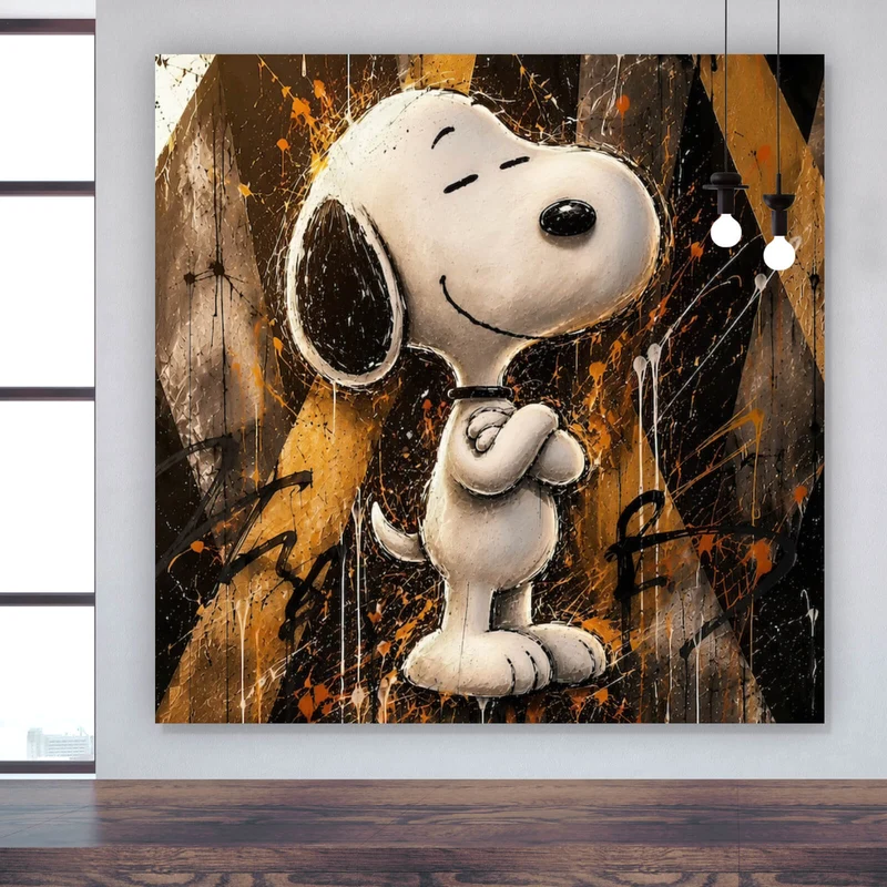 Poster Modern Art Cartoon Hund im Street Art Stil Quadrat