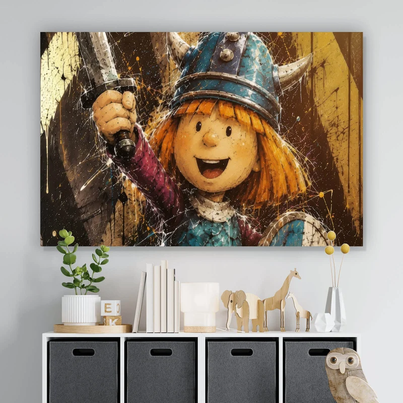 Acrylglasbild Modern Art Wikinger im Street Art Stil Querformat