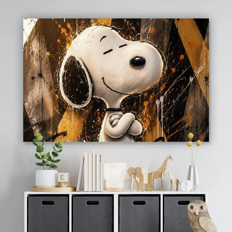 Acrylglasbild Modern Art Cartoon Hund im Street Art Stil Querformat