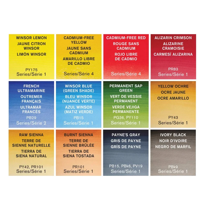 Winsor and Newton - Professional Artists' Watercolour Black Box - 12 x half pans