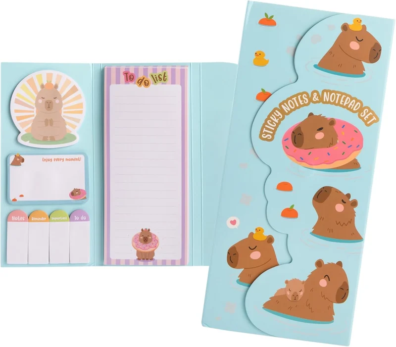 Idena Notizblock-Set Capybara 9x21cm Mappe 7 Notizzettel