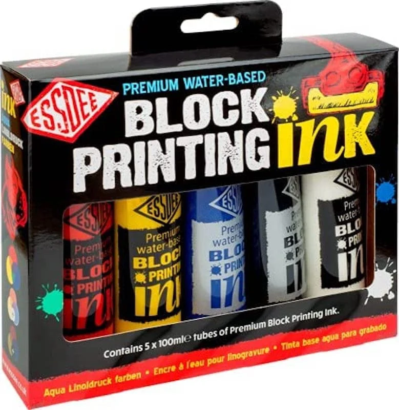 Block Printing Ink Set of 5 - Primary Colours