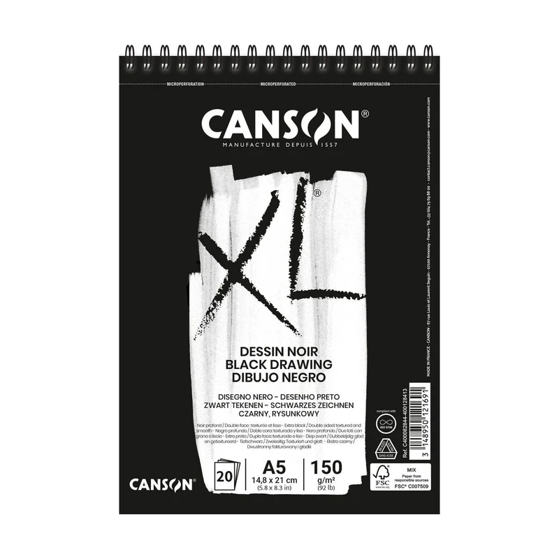 Blocco di carta da disegno CANSON XL Dessin Nero A5 - 150 g/m², 30 fogli