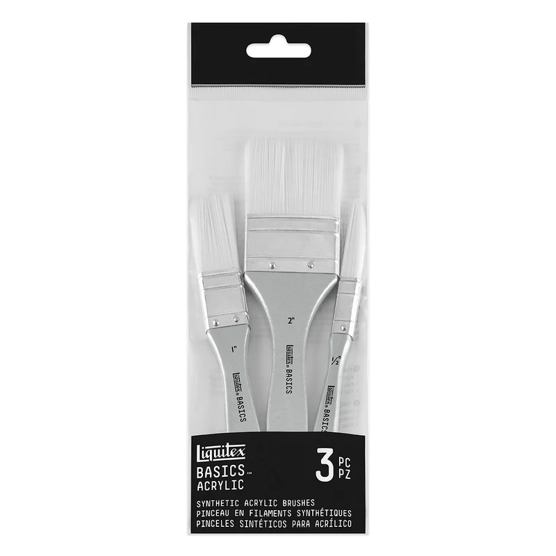 Liquitex Basics Flat Wash Brush Set - 3x Synthetic