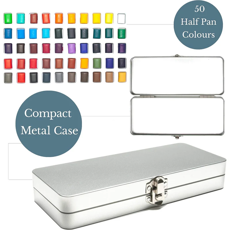 Elements 50 Half Pan Watercolour Paint Set