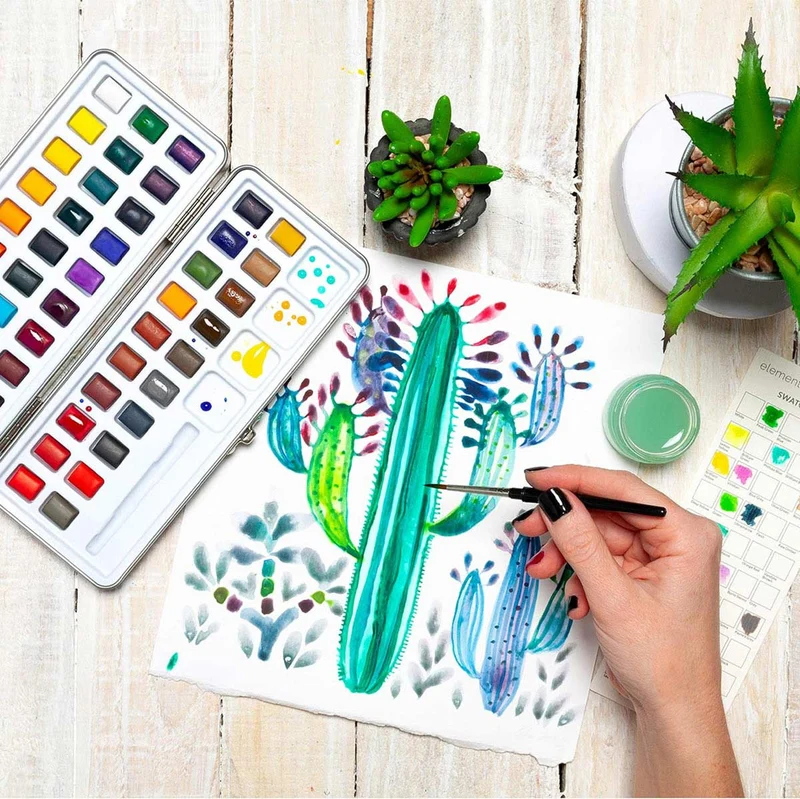 Elements 50 Half Pan Watercolour Paint Set