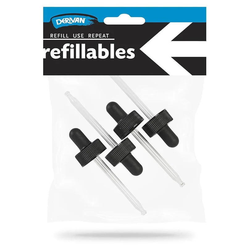 Refillables Glass Dropper Black 24mm pack