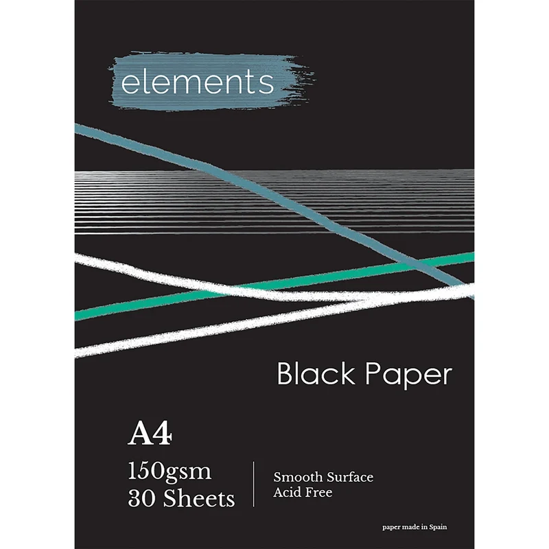 Elements - Black Paper Pad Gummed A4