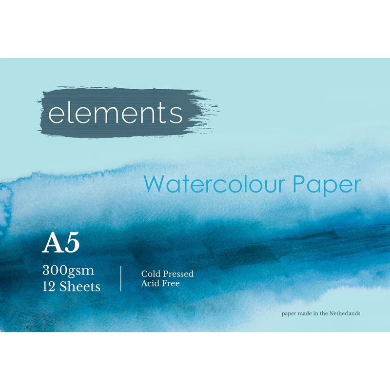 Elements Watercolour Pad Cold Pressed CP - 300gsm - 12 Sheets - A5