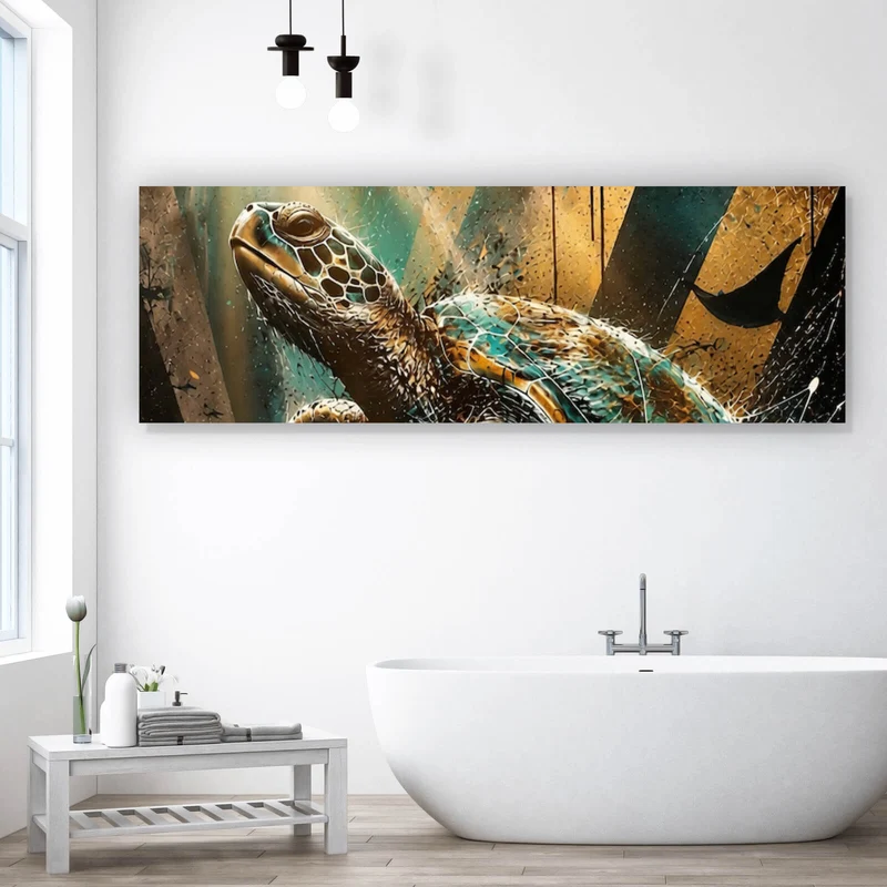 Poster Modern Art Schildkröte im Street Art Stil Panorama