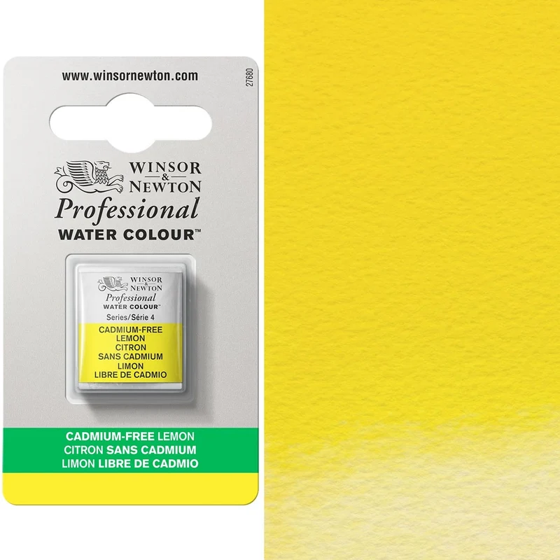 Winsor and Newton - Professional Artists' Watercolour Half Pan - HP - Cadmium FREE Lemon