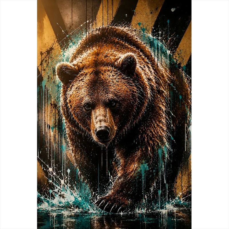 Acrylglasbild Modern Art Bär im Street Art Stil Hochformat