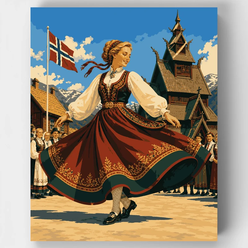 Norwegian Folk Dancer - Paint by Numbers Kit