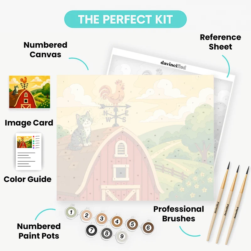 Rooster Weathervane Barn - Paint by Numbers Kit